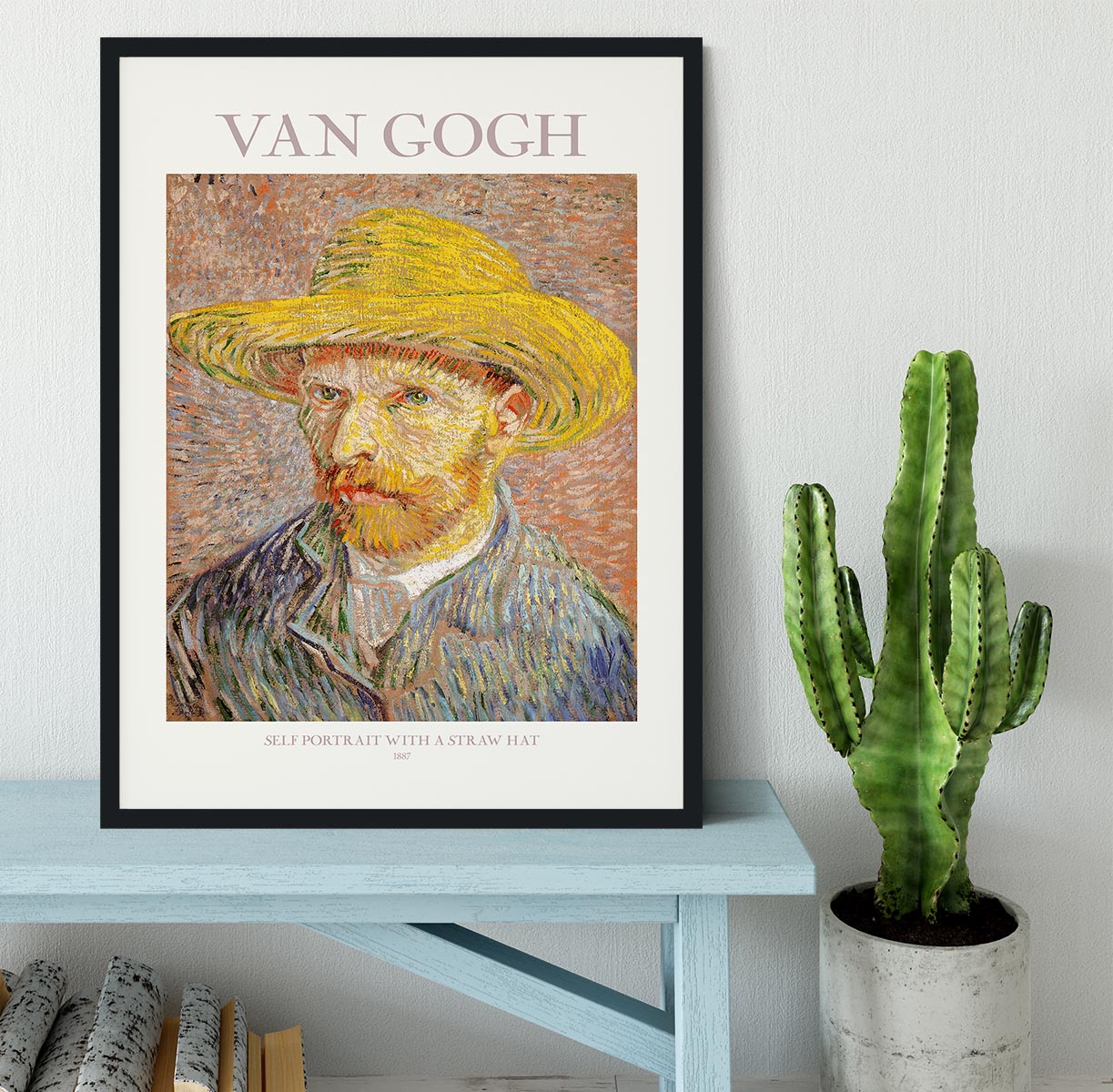 Self Portrait With Straw Hat Titled Framed Print - Canvas Art Rocks - 2