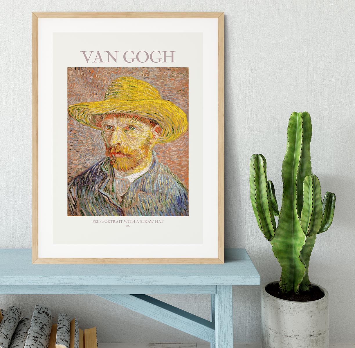 Self Portrait With Straw Hat Titled Framed Print - Canvas Art Rocks - 3