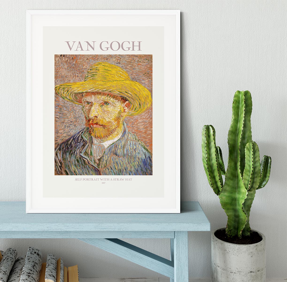 Self Portrait With Straw Hat Titled Framed Print - Canvas Art Rocks - 5