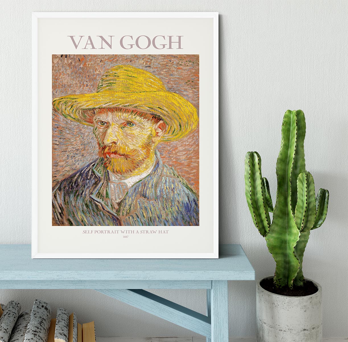 Self Portrait With Straw Hat Titled Framed Print - Canvas Art Rocks -6