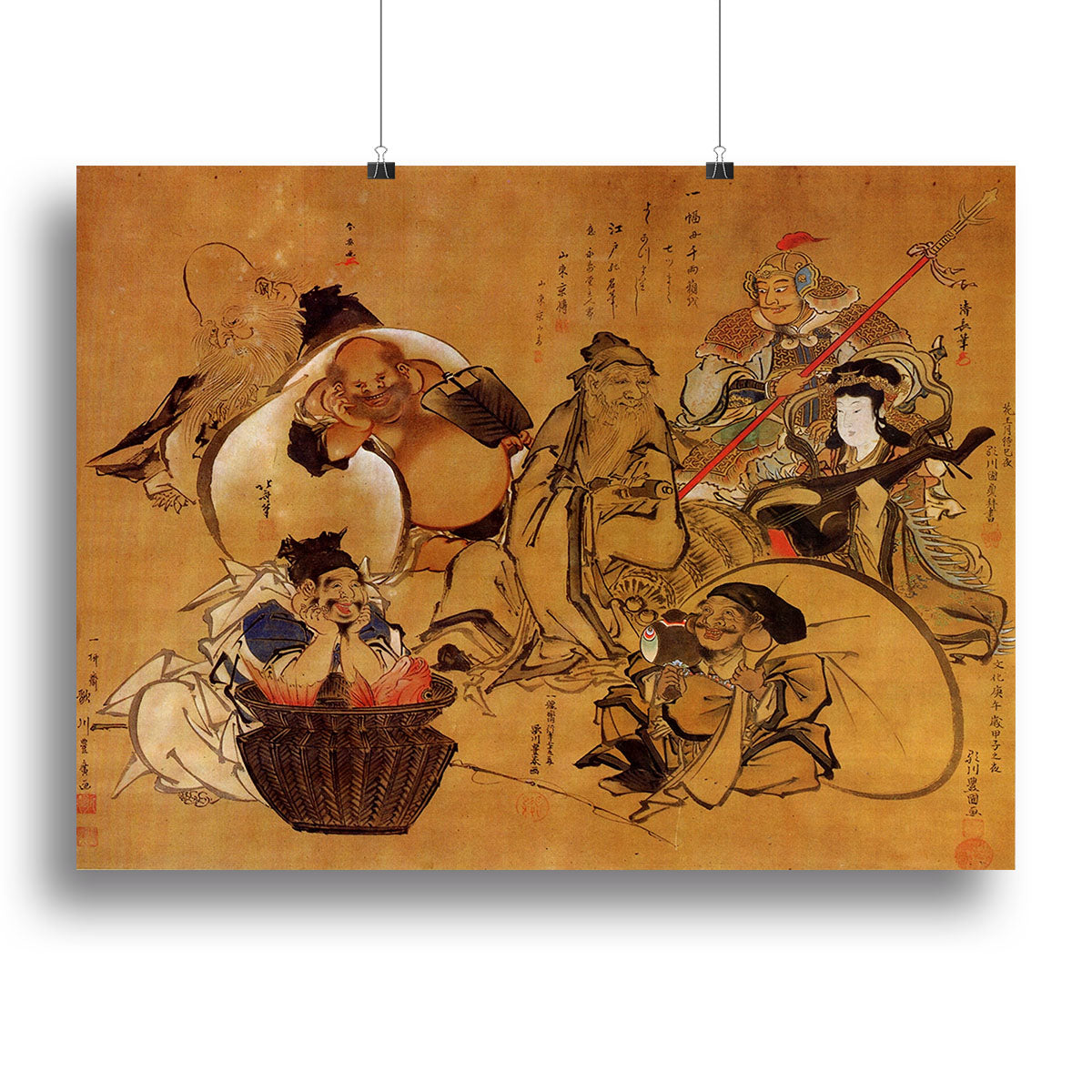 Seven gods of fortune by Hokusai Poster - Unframed