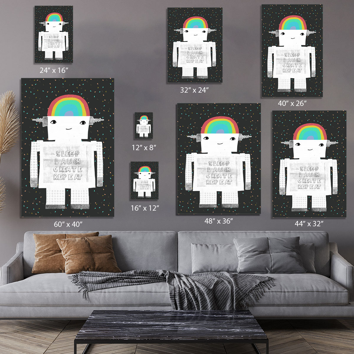 Sleep Laugh Create Repeat Canvas Print or Poster - 1x - 7