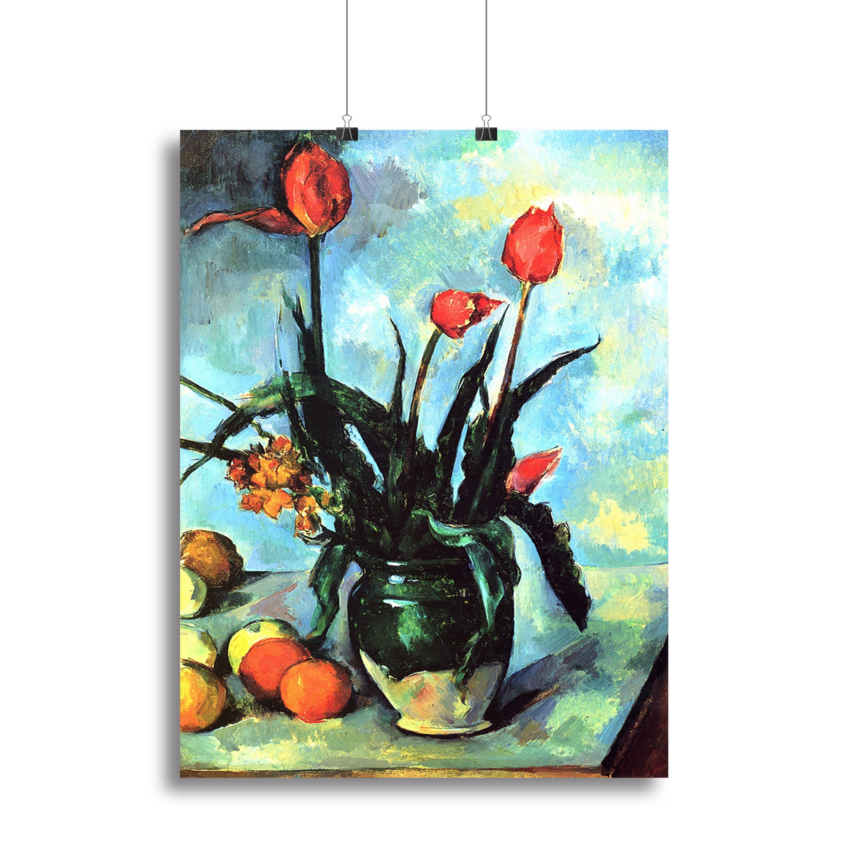 Still Life vase with Tulips by Cezanne Poster - Unframed