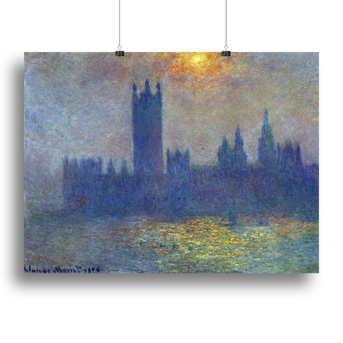 The Houses of Parliament sunlight in the fog by Monet Poster - Unframed