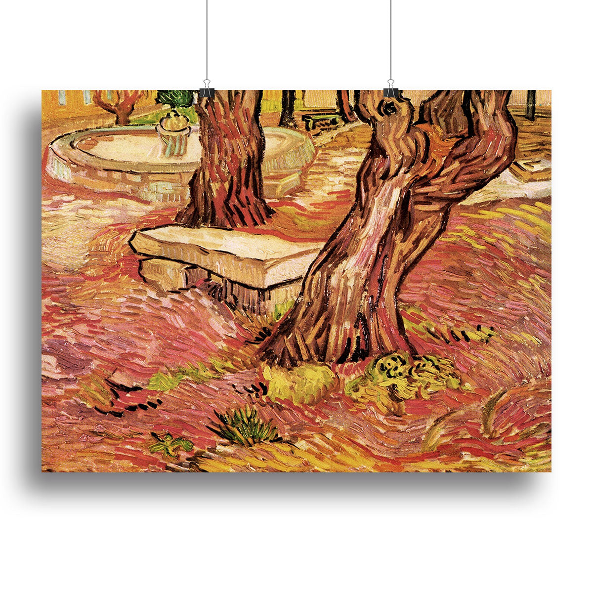 The Stone Bench in the Garden of Saint-Paul Hospital by Van Gogh Poster - Unframed