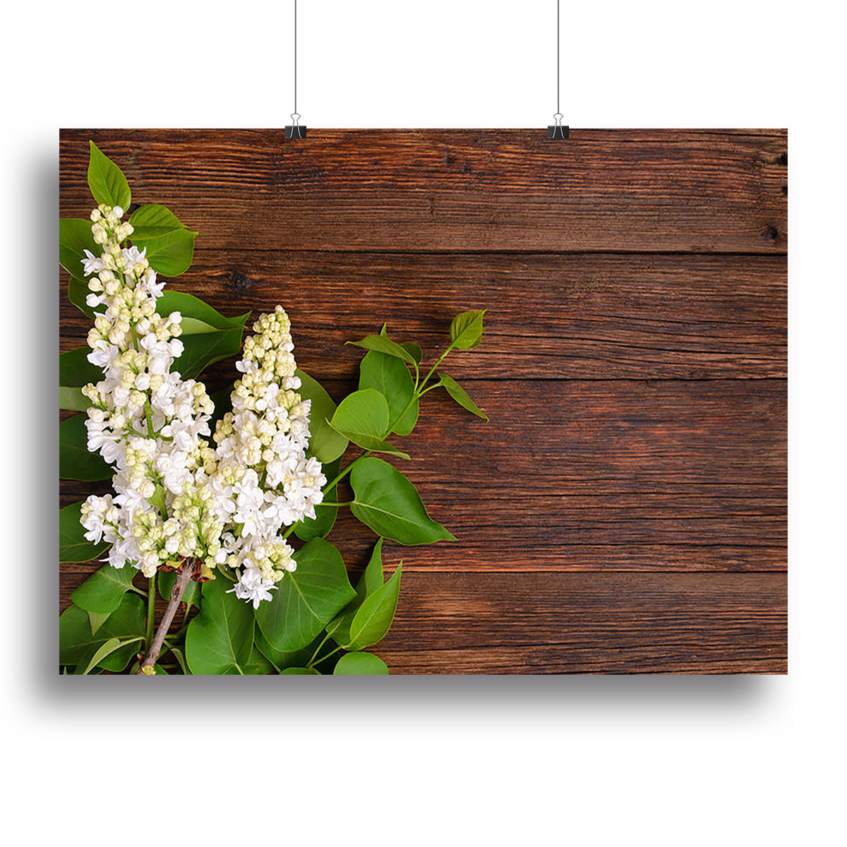 The beautiful lilac on a wooden background Poster - Unframed