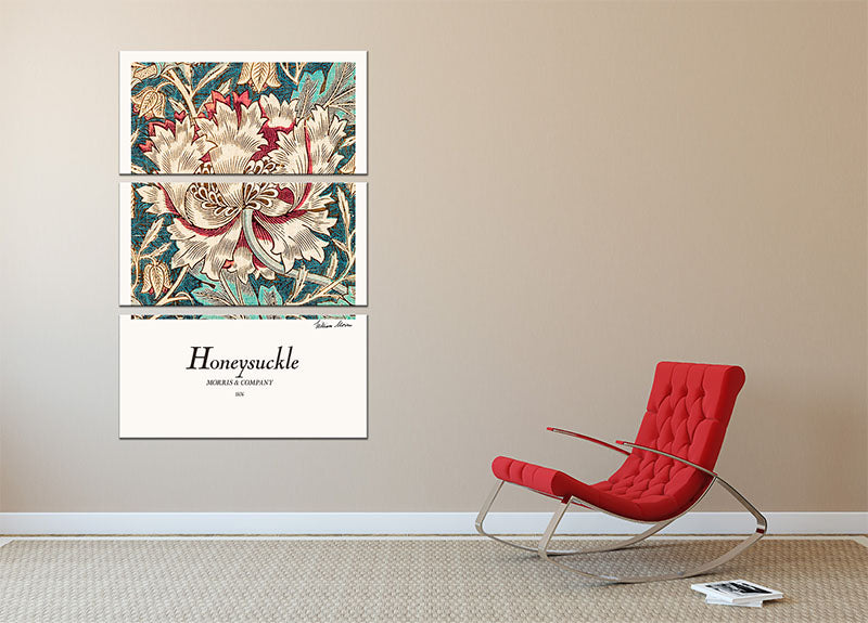 William Morris Honeysuckle 3 Split Panel Canvas Print - Canvas Art Rocks - 2