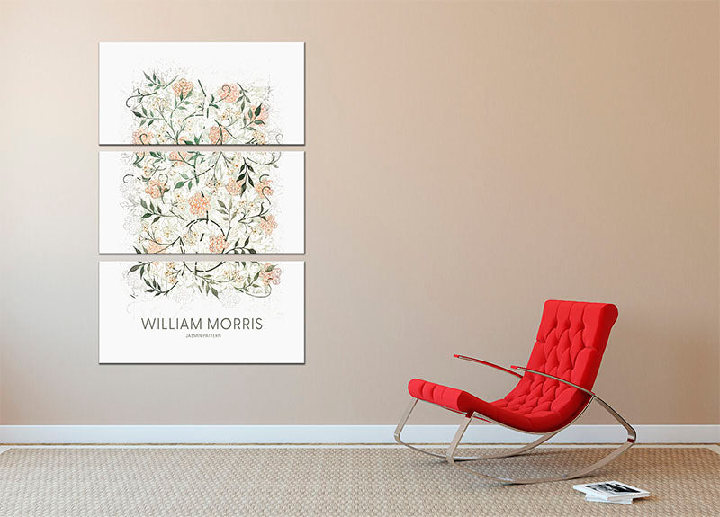 William Morris Jasmine 3 Split Panel Canvas Print - Canvas Art Rocks - 2