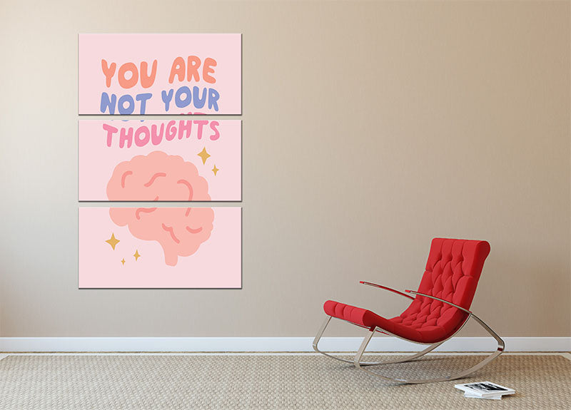 You Are Not Your Thoughts Brain 3 Split Panel Canvas Print - Canvas Art Rocks - 2