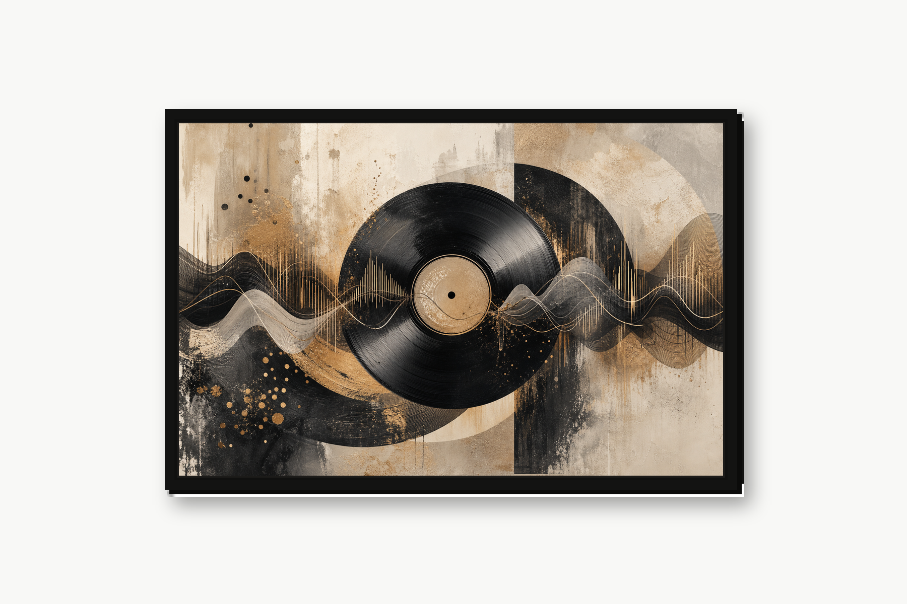 Abstract Vinyl Soundwave Floating Framed Canvas