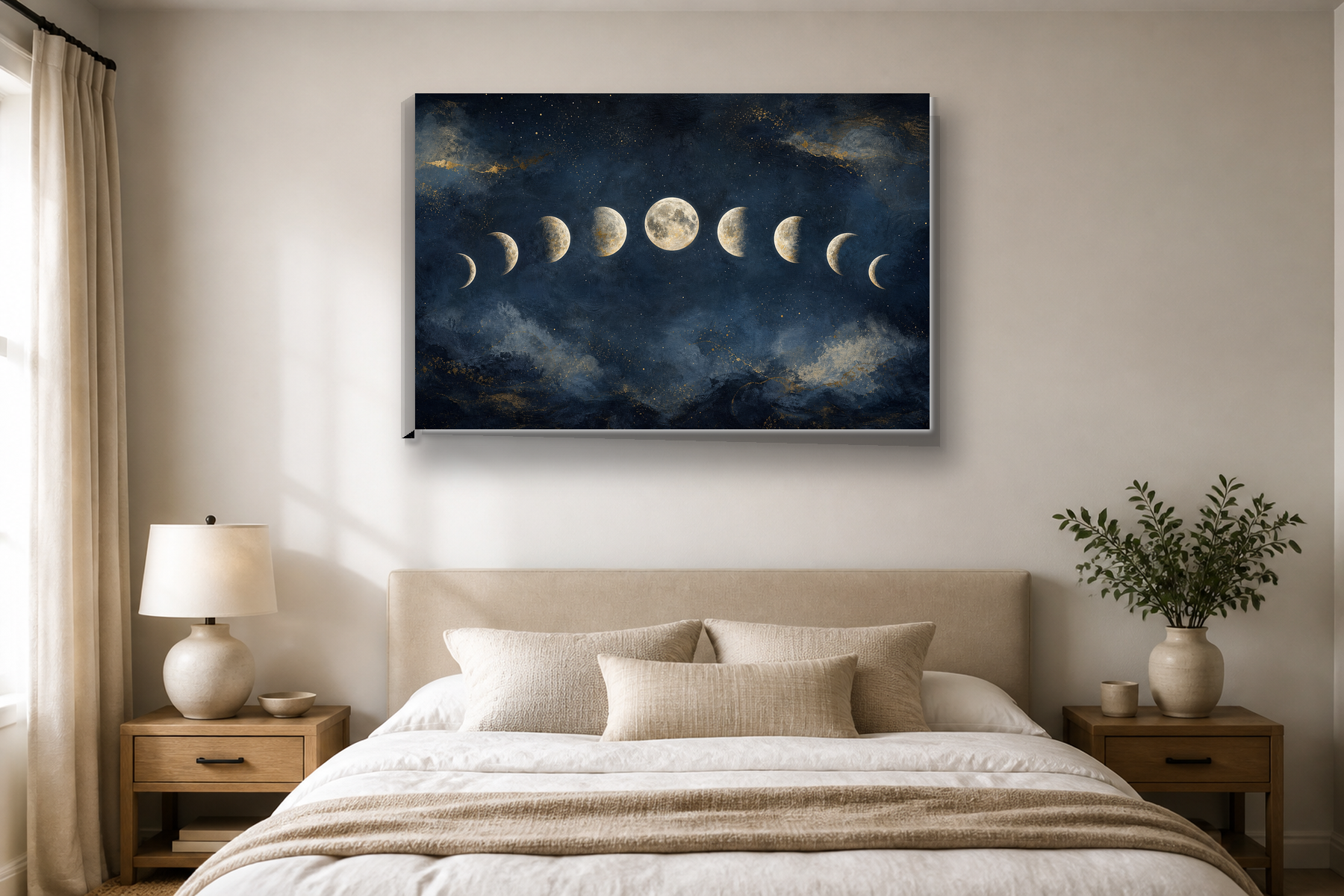 Celestial Moon Phase Abstract Canvas Print