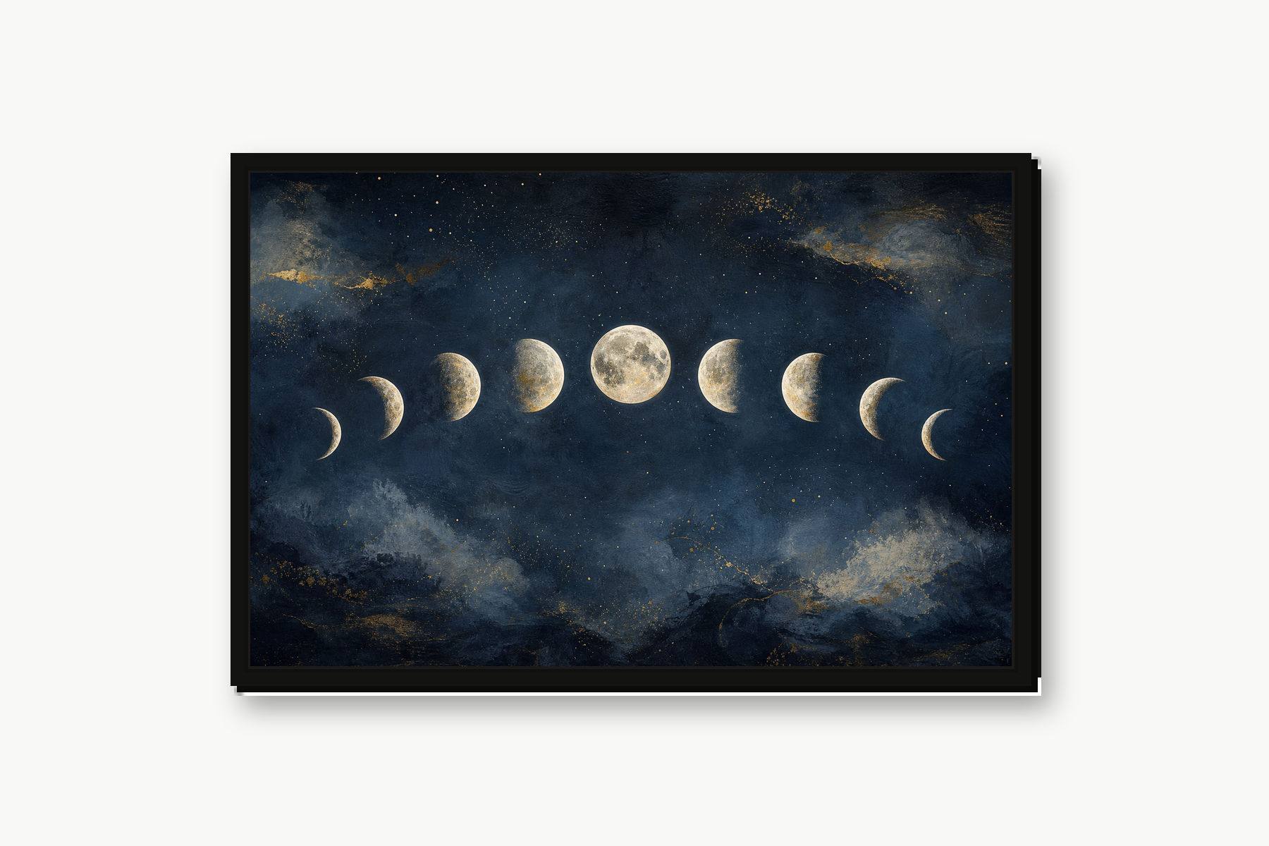 Celestial Moon Phase Abstract Floating Framed Canvas