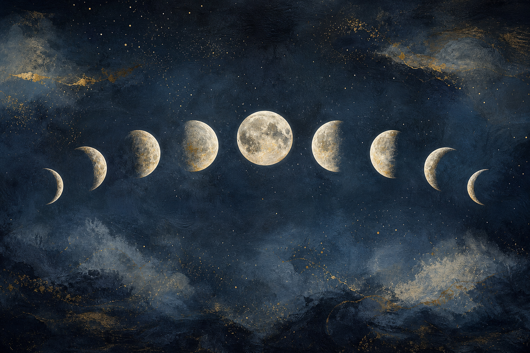 Celestial Moon Phase Abstract Framed Print or Poster