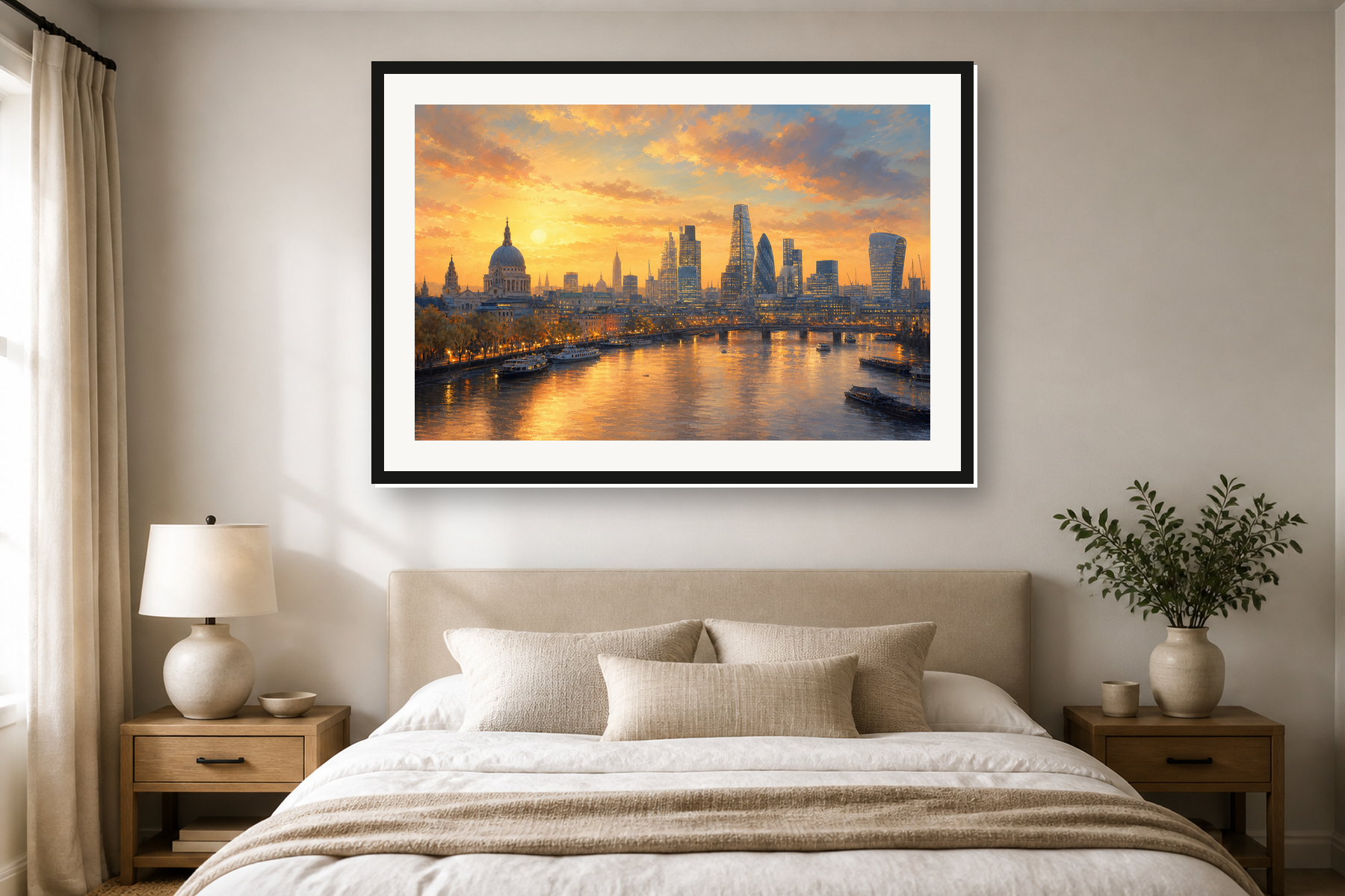 Golden Hour London Skyline Framed Print or Poster