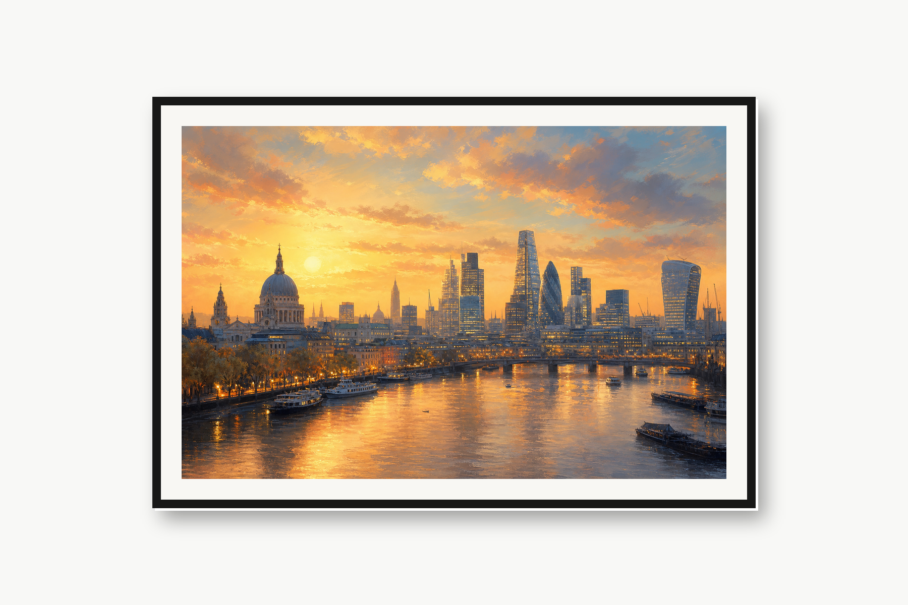 Golden Hour London Skyline Framed Print or Poster