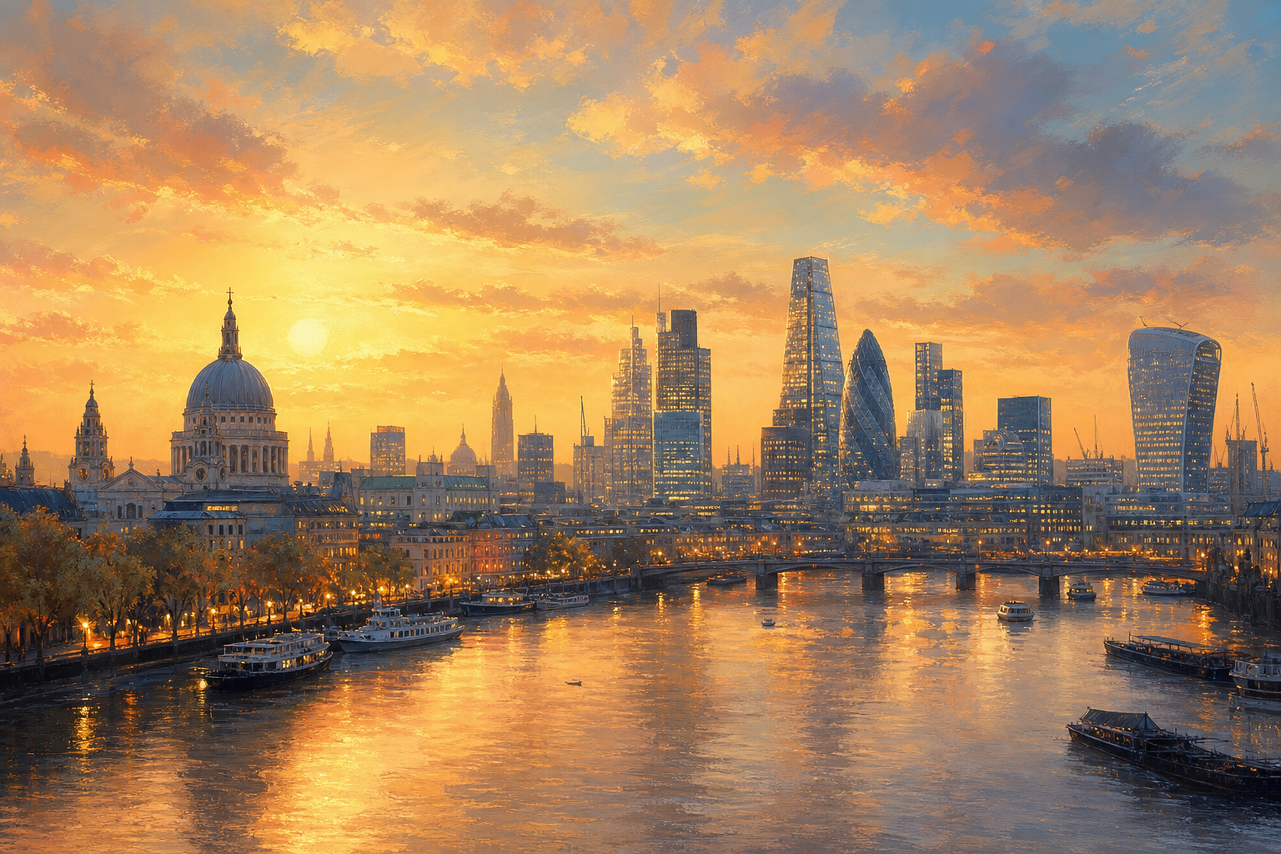 Golden Hour London Skyline Framed Print or Poster