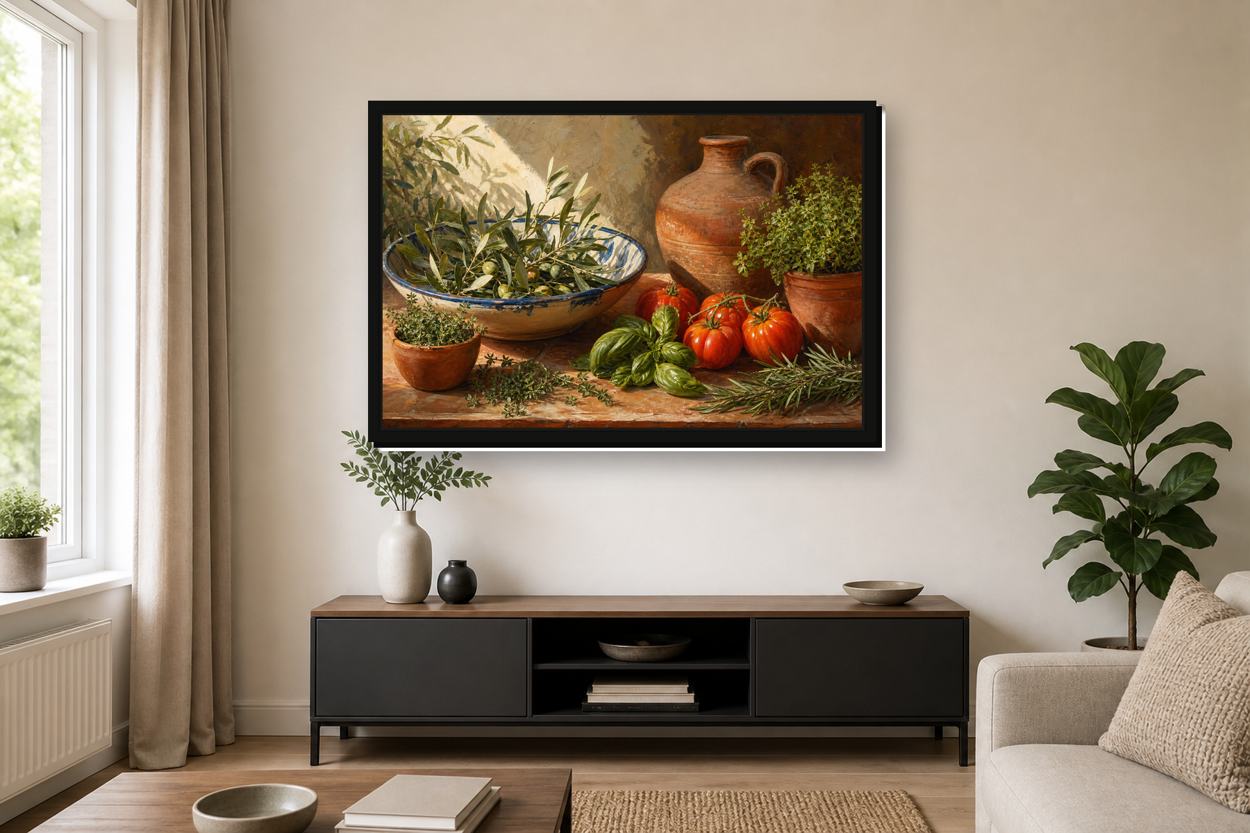 Mediterranean Kitchen Still Life Floating Framed Canvas
