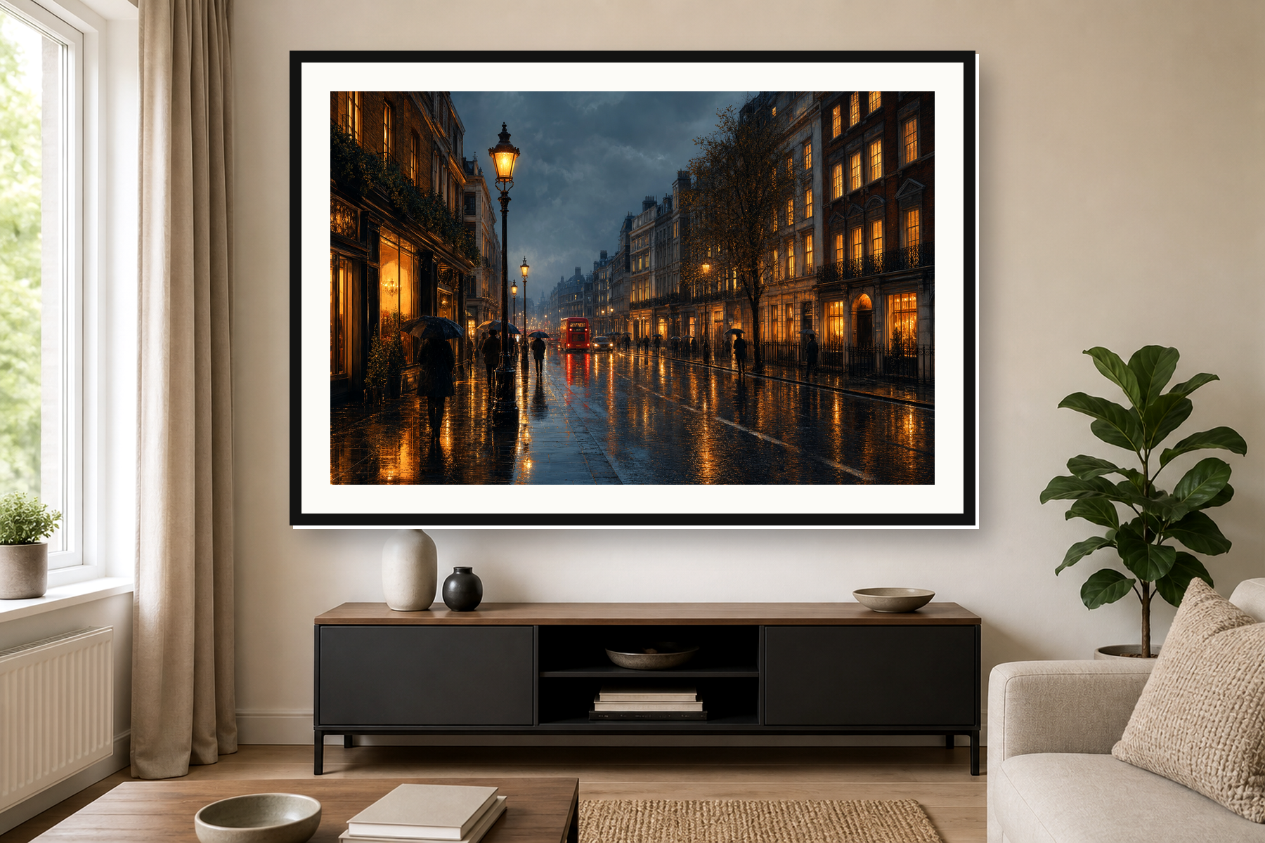 Rainy London Reflections Framed Print or Poster