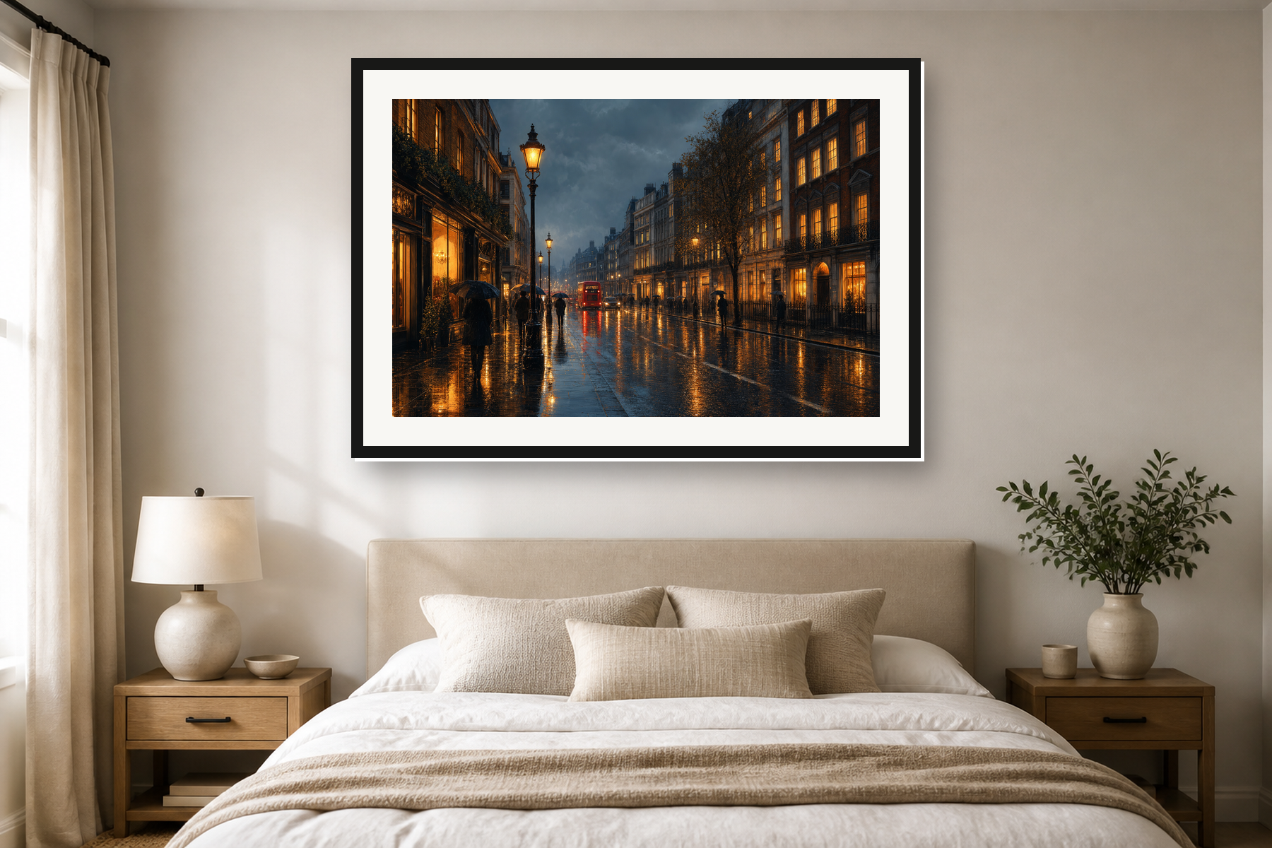 Rainy London Reflections Framed Print or Poster