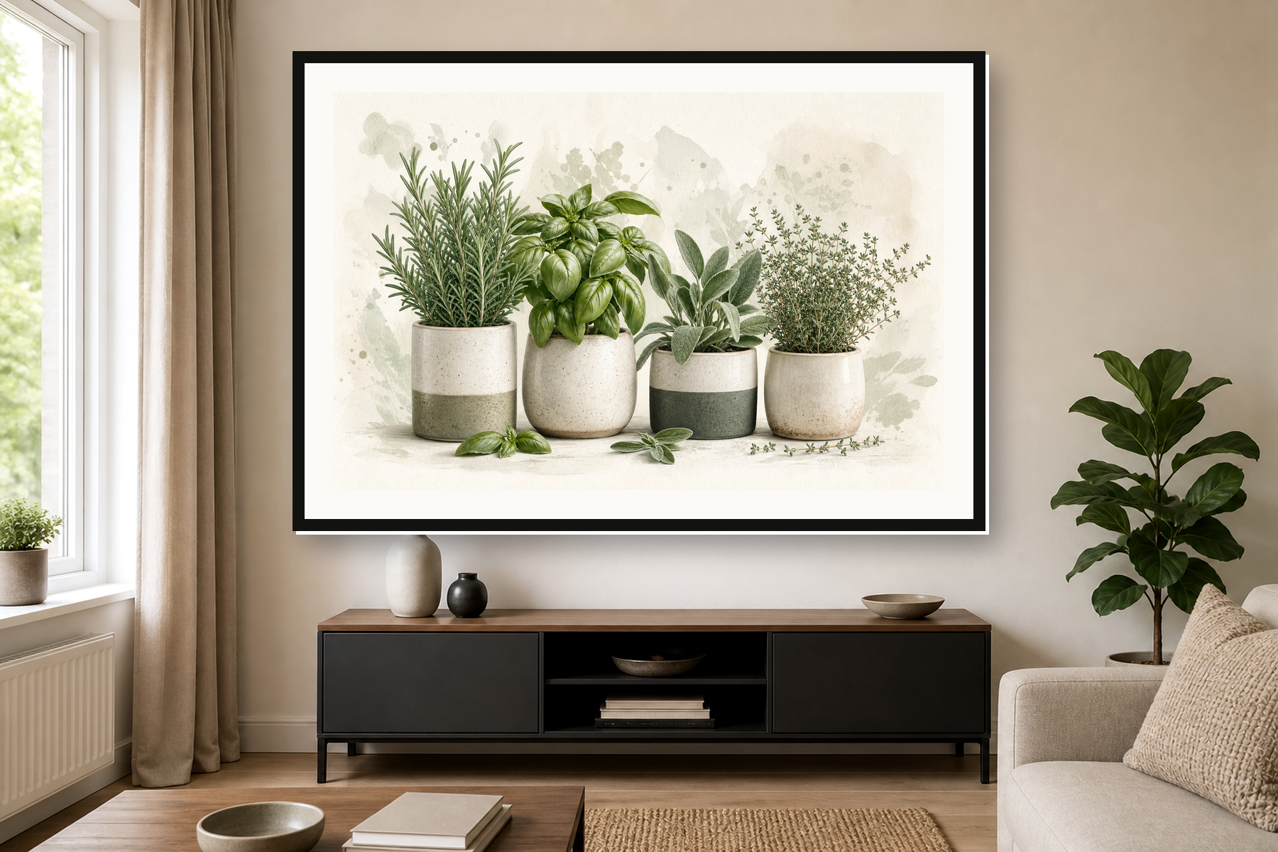 Sage Green Kitchen Herb Garden Framed Print or Poster