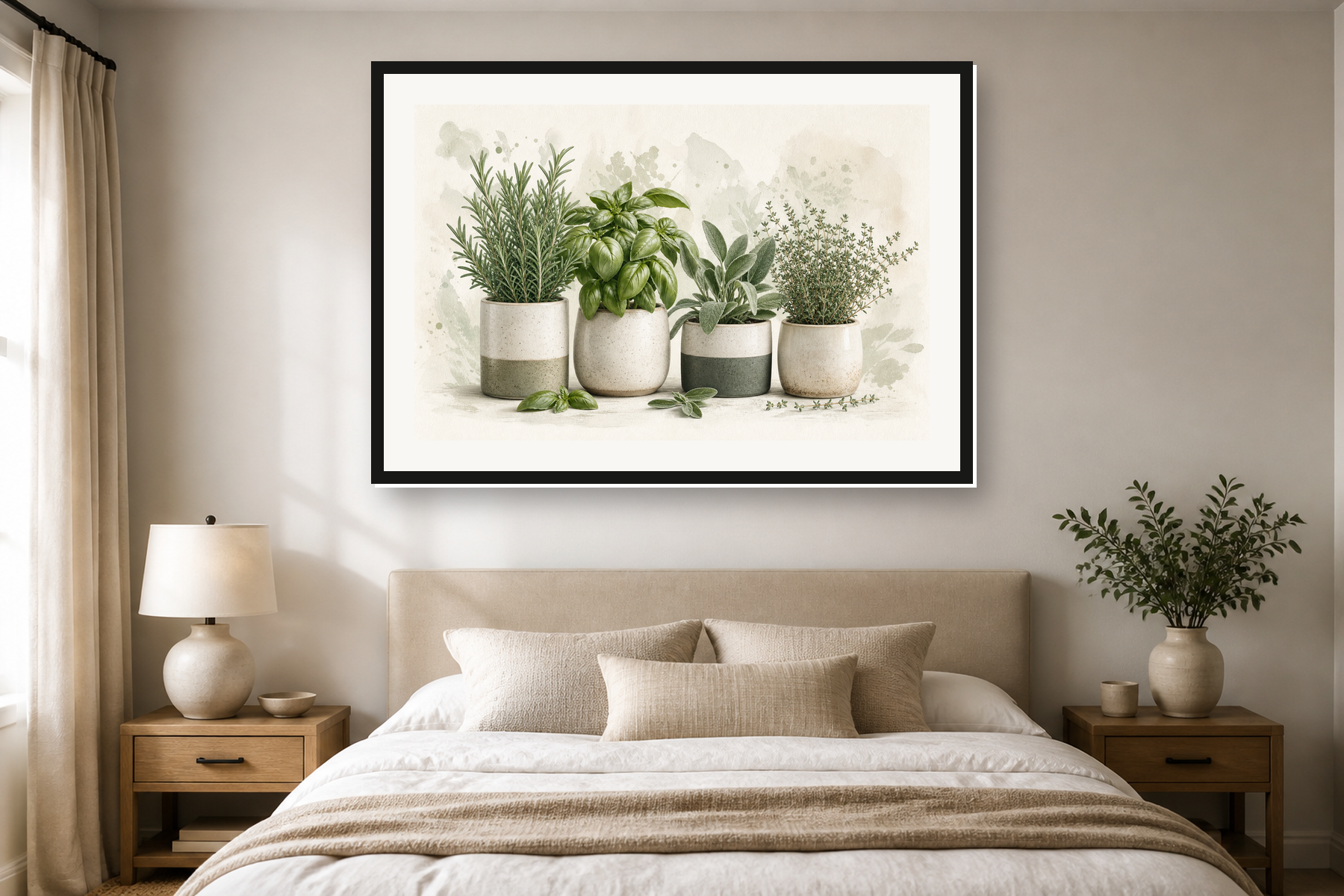 Sage Green Kitchen Herb Garden Framed Print or Poster