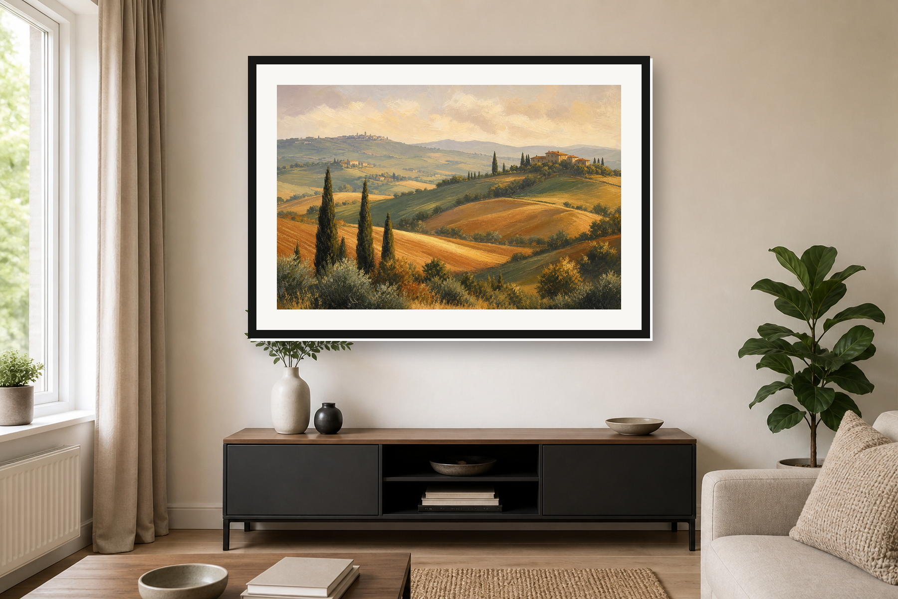 Tuscan Cypress Hills Landscape Framed Print or Poster