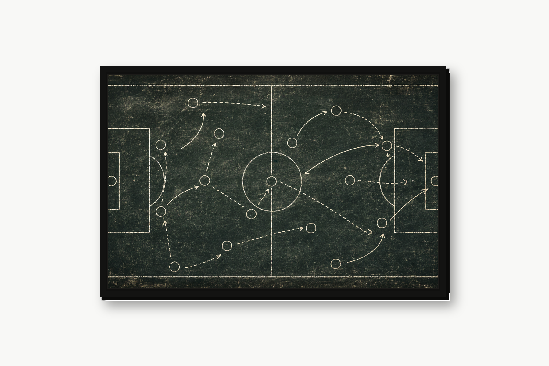 Vintage Football Tactics Board Floating Framed Canvas