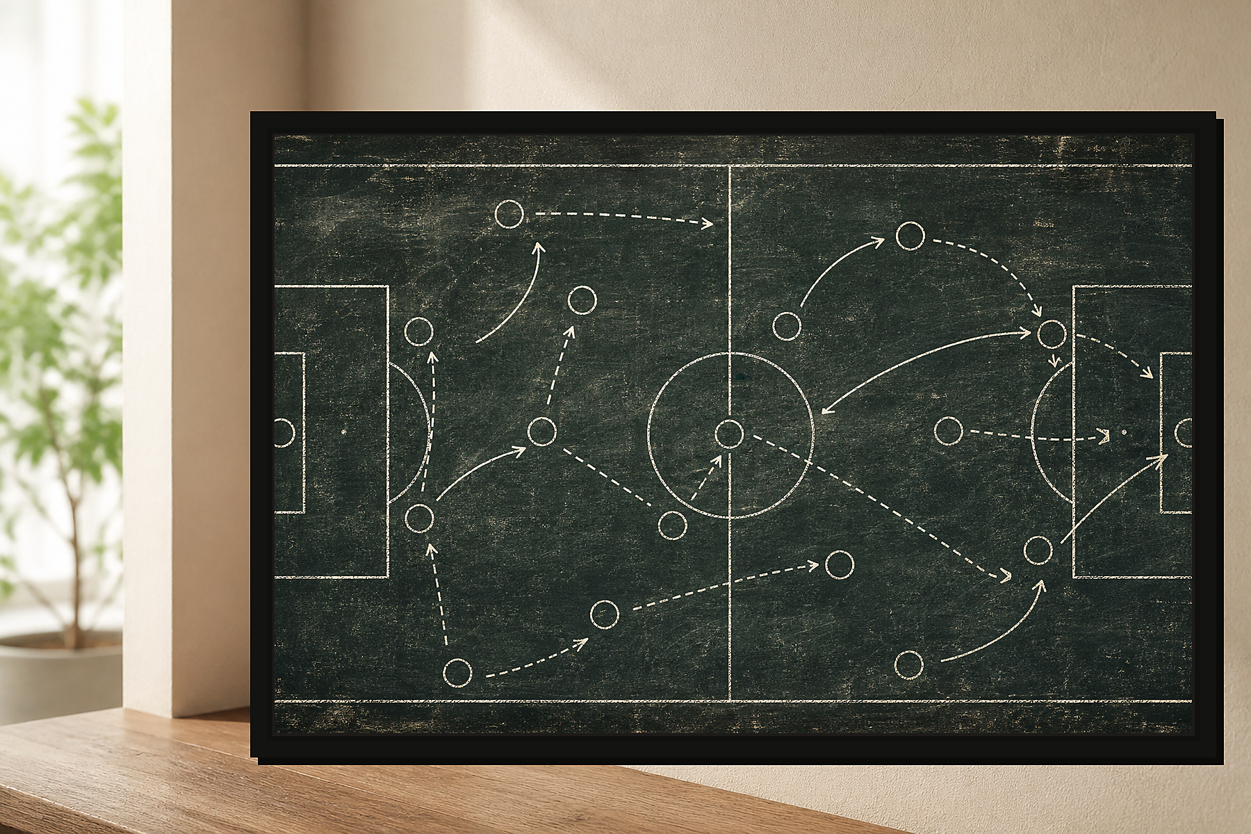 Vintage Football Tactics Board Floating Framed Canvas