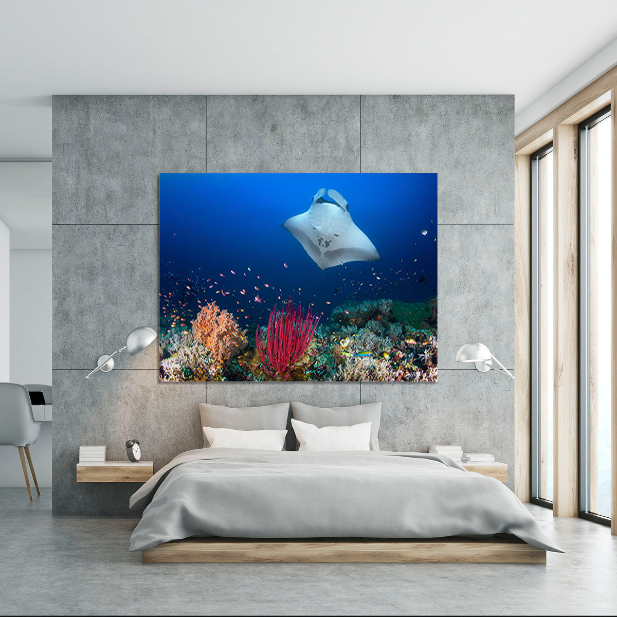 Ocean Manta Ray On The Reef Canvas Print or Poster - Canvas Art Rocks - 5