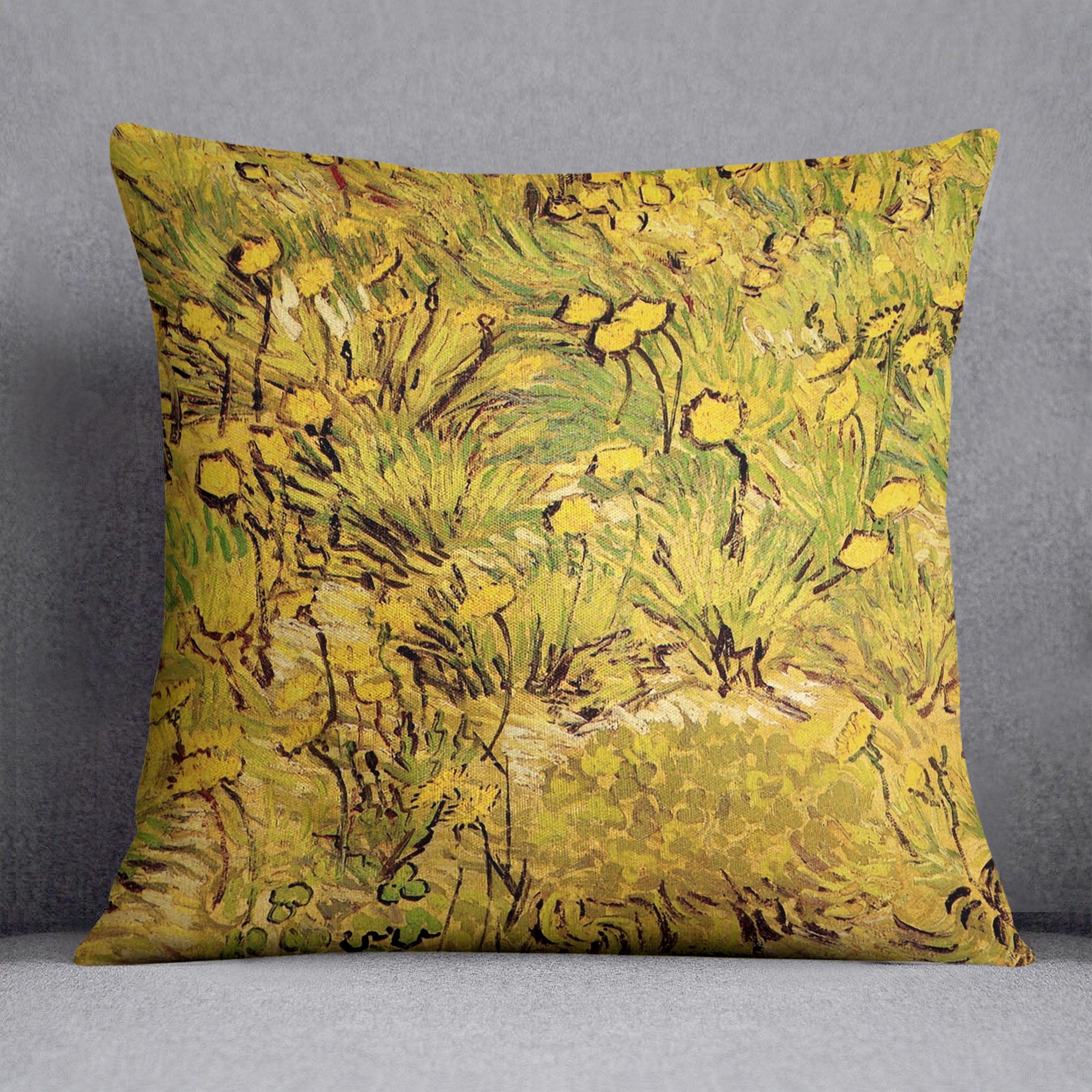 A Field of Yellow Flowers by Van Gogh Cushion
