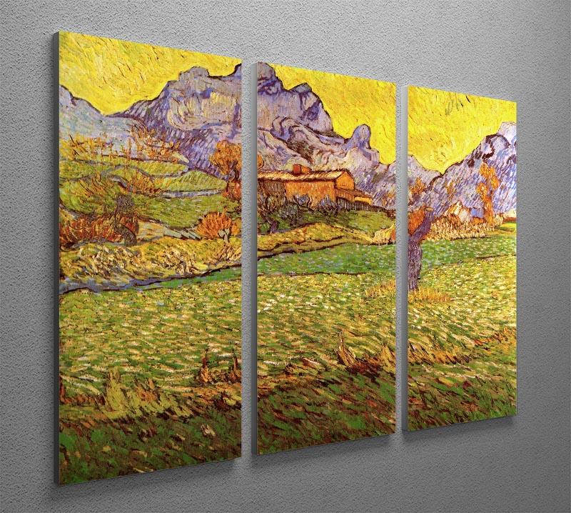 A Meadow in the Mountains Le Mas de Saint-Paul by Van Gogh 3 Split Panel Canvas Print - Canvas Art Rocks - 4