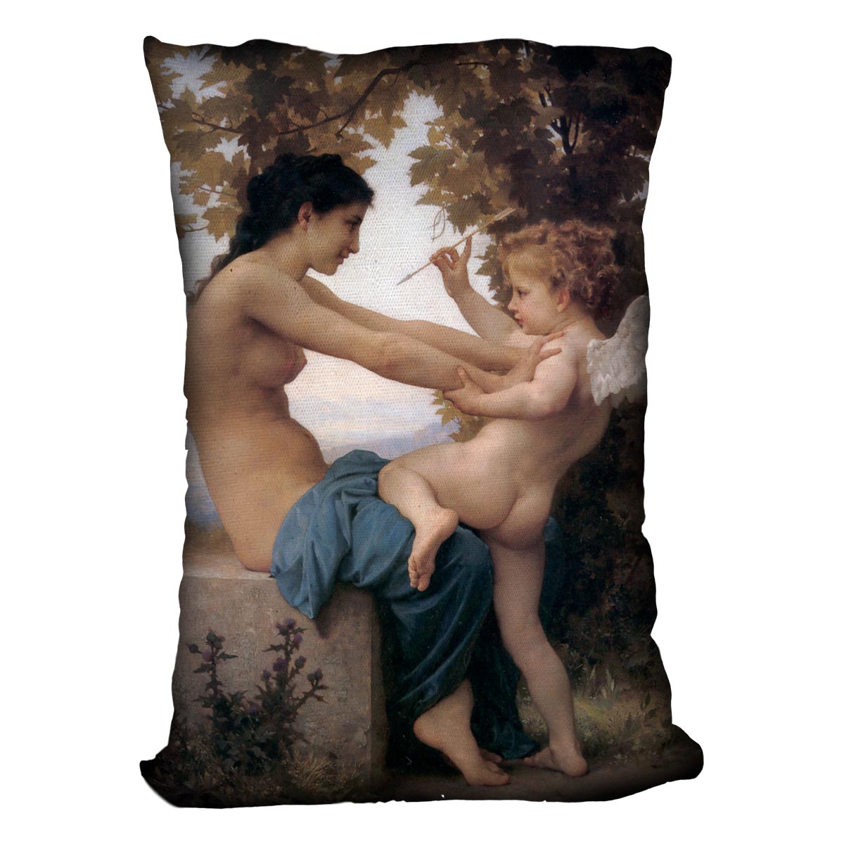 A Young Girl Defending Herself Against Eros By Bouguereau Cushion