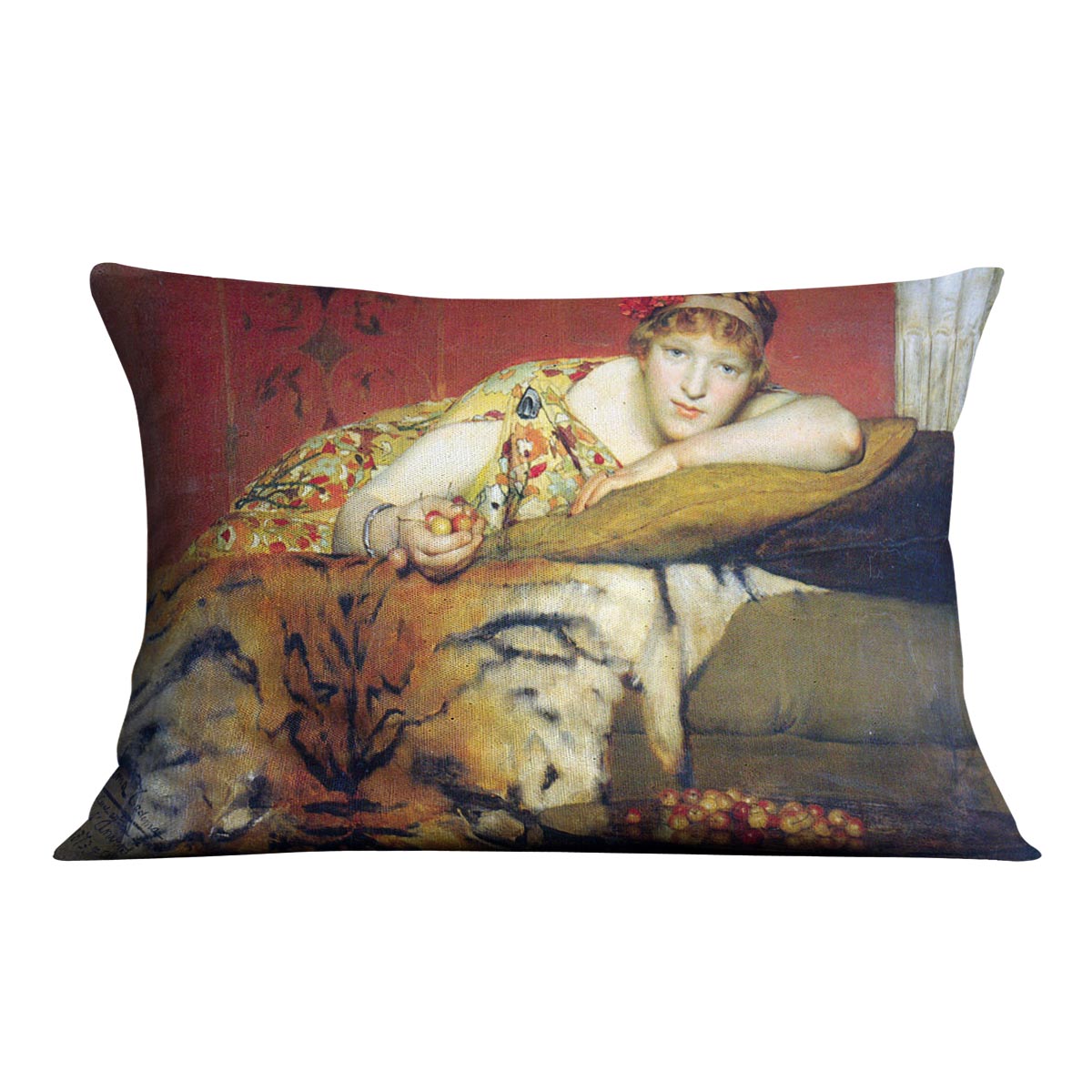 A craving for cherries by Alma Tadema Cushion - Canvas Art Rocks - 4
