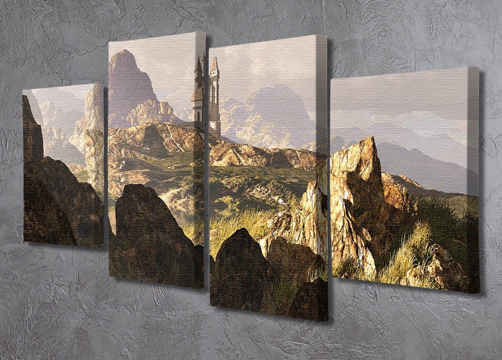 A distance medieval castle 4 Split Panel Canvas  - Canvas Art Rocks - 2