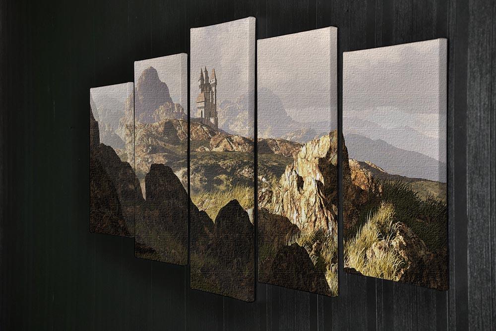 A distance medieval castle 5 Split Panel Canvas - Canvas Art Rocks - 2