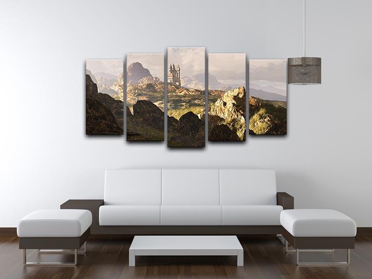 A distance medieval castle 5 Split Panel Canvas - Canvas Art Rocks - 3