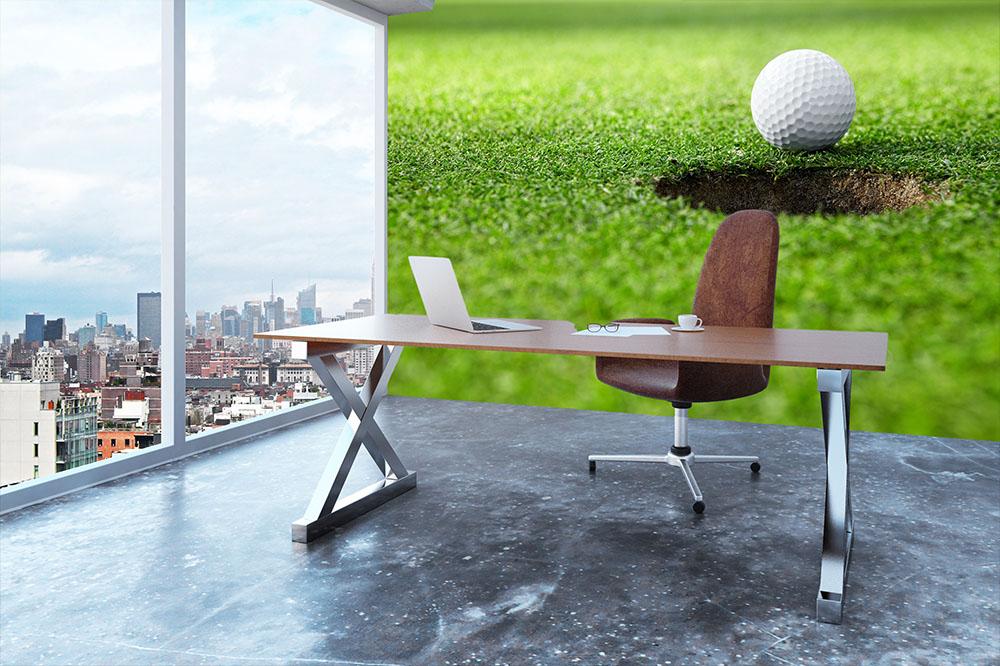 A golf ball at the hole Wall Mural Wallpaper - Canvas Art Rocks - 3