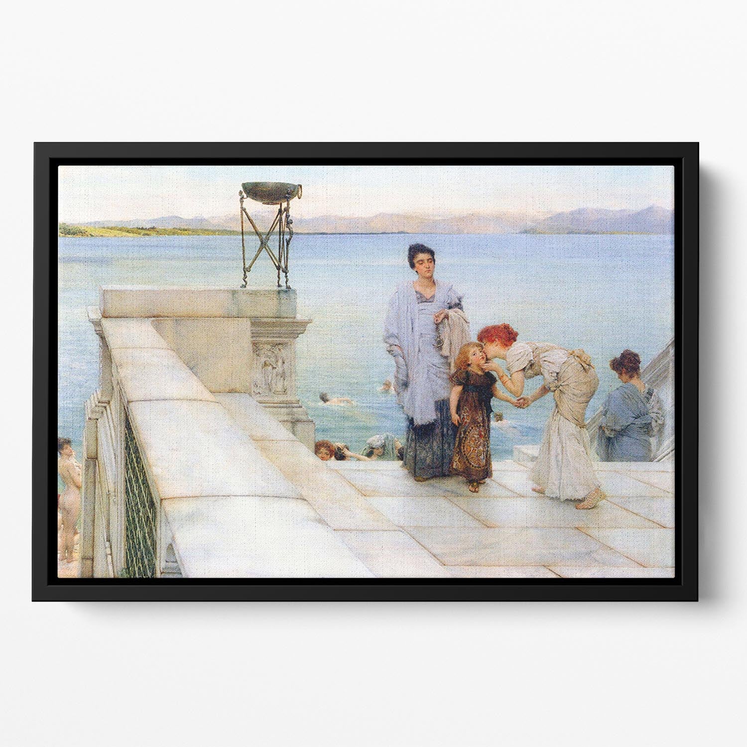 A kiss by Alma Tadema Floating Framed Canvas - Canvas Art Rocks - 2