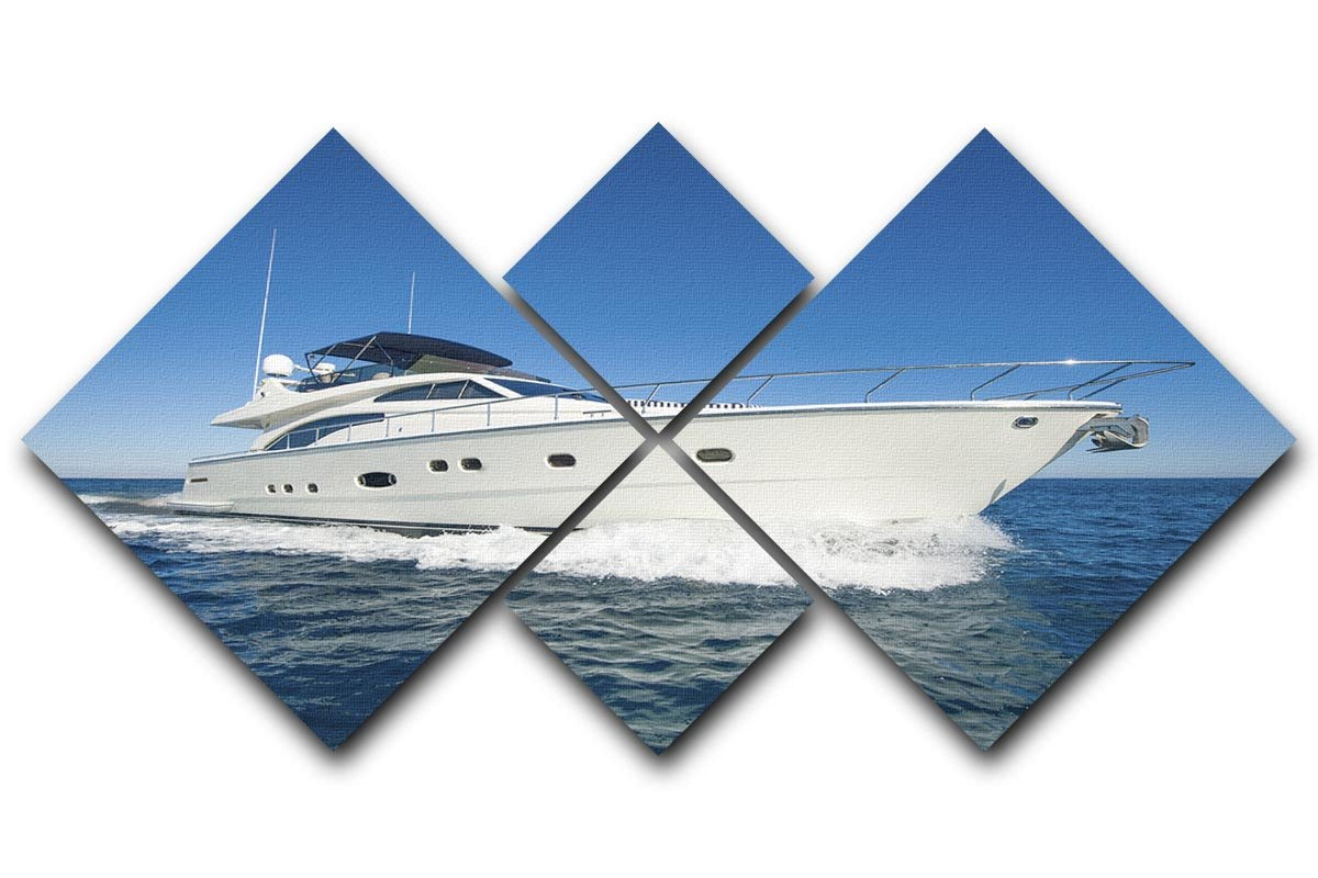 A luxury private motor yacht 4 Square Multi Panel Canvas - Canvas Art Rocks - 1