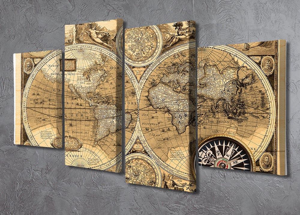 A new and accvrat map of the world 4 Split Panel Canvas - Canvas Art Rocks - 2