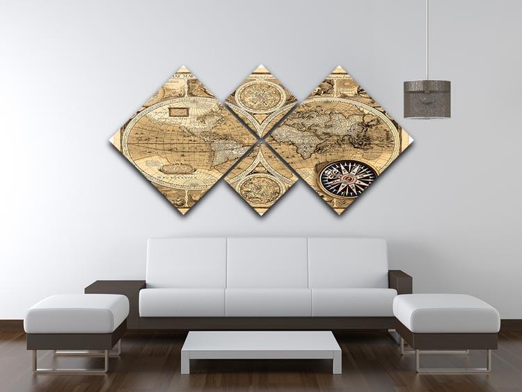 A new and accvrat map of the world 4 Square Multi Panel Canvas - Canvas Art Rocks - 3