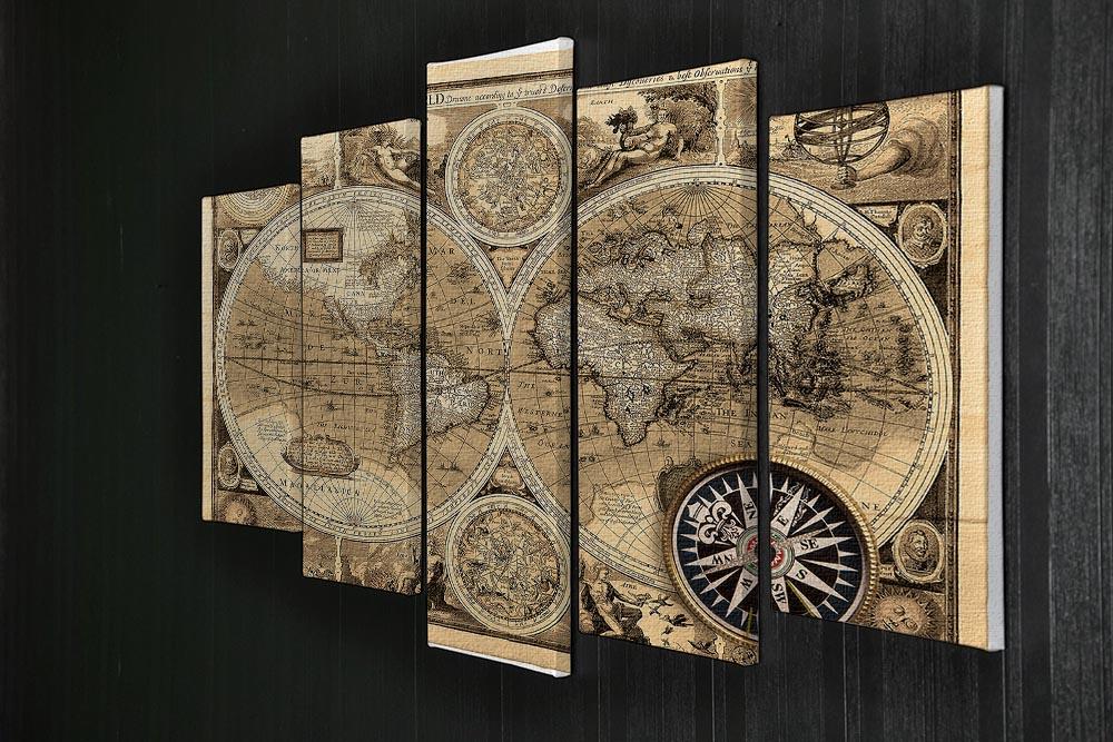 A new and accvrat map of the world 5 Split Panel Canvas - Canvas Art Rocks - 2