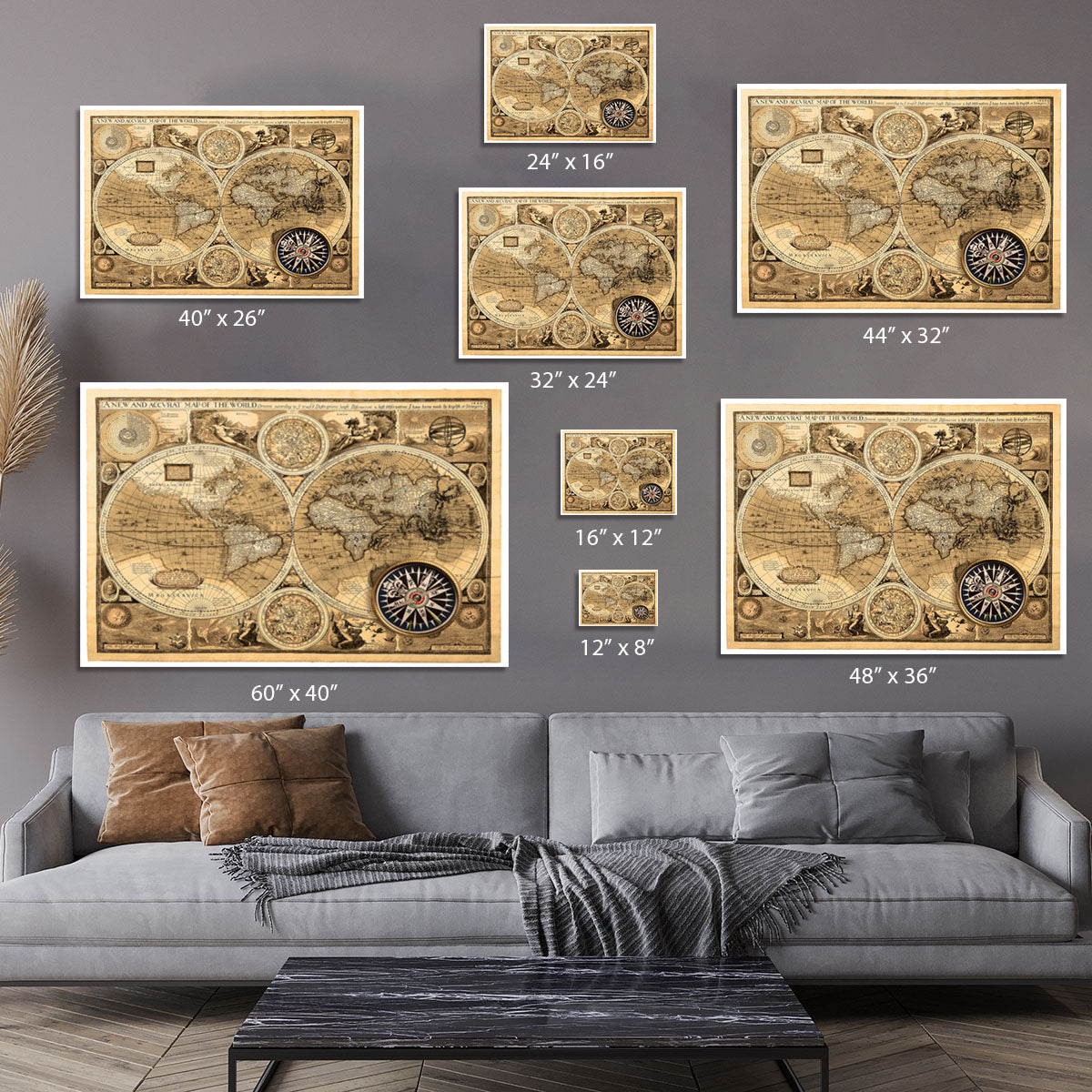 A new and accvrat map of the world Canvas Print or Poster - Canvas Art Rocks - 7