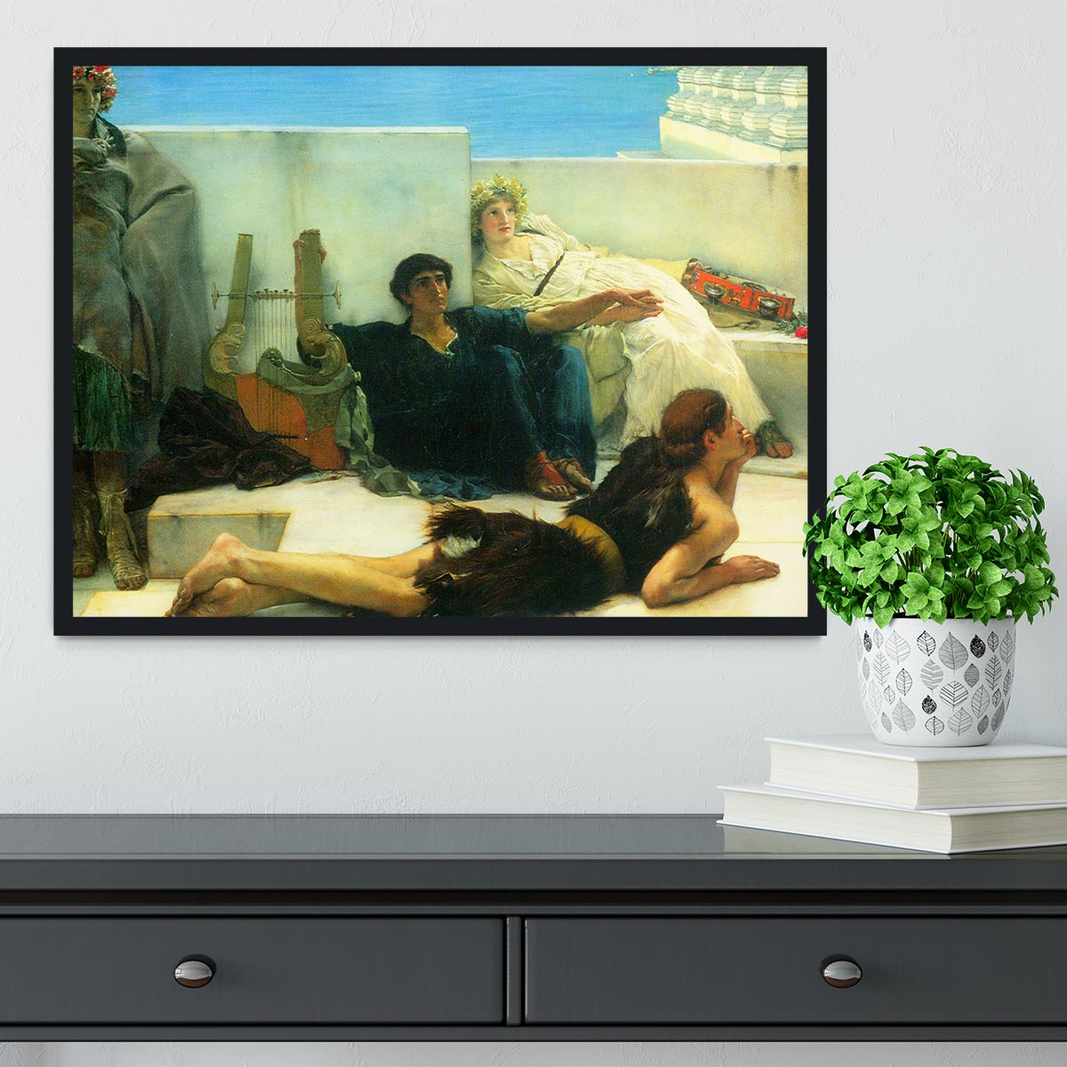 A reading of Homer detail 1 by Alma Tadema Framed Print - Canvas Art Rocks - 2
