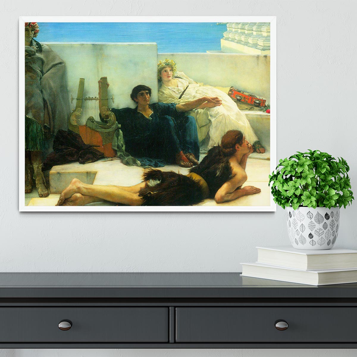 A reading of Homer detail 1 by Alma Tadema Framed Print - Canvas Art Rocks -6