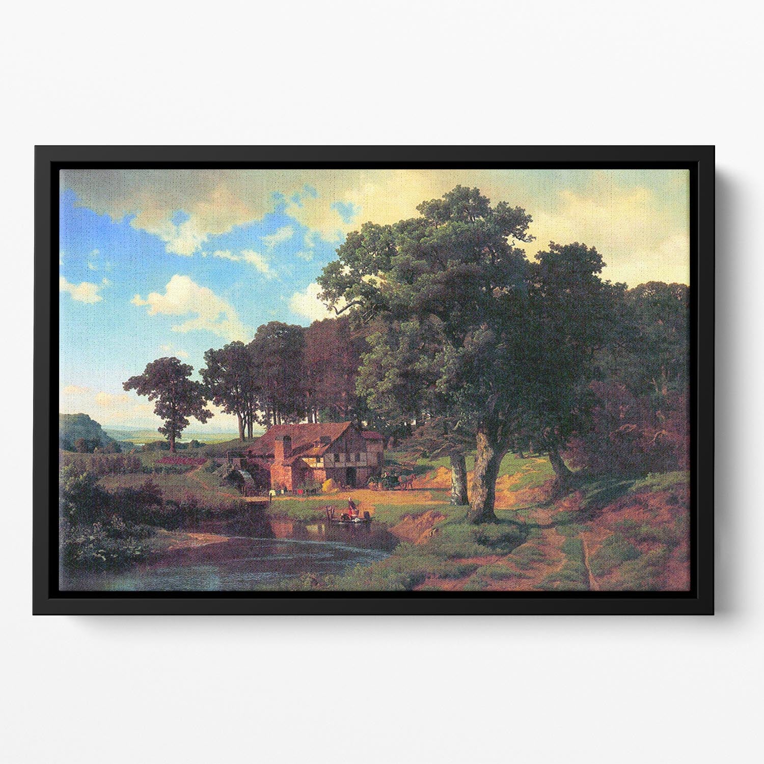 A rustic mill by Bierstadt Floating Framed Canvas - Canvas Art Rocks - 2