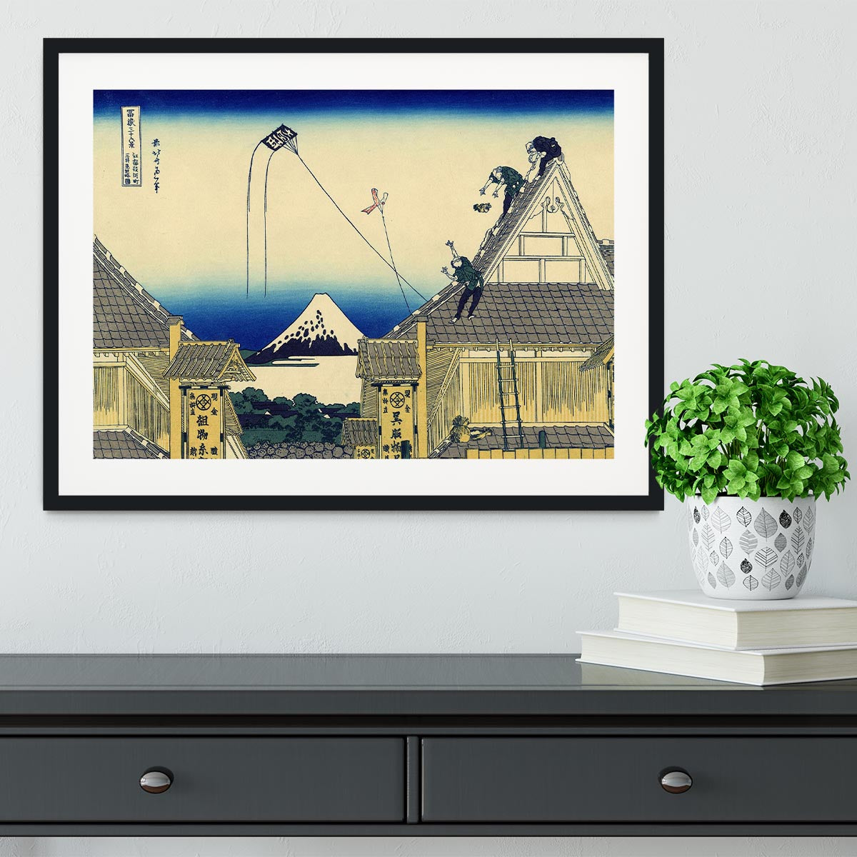 A sketch of the Mitsui shop by Hokusai Framed Print - Canvas Art Rocks - 1