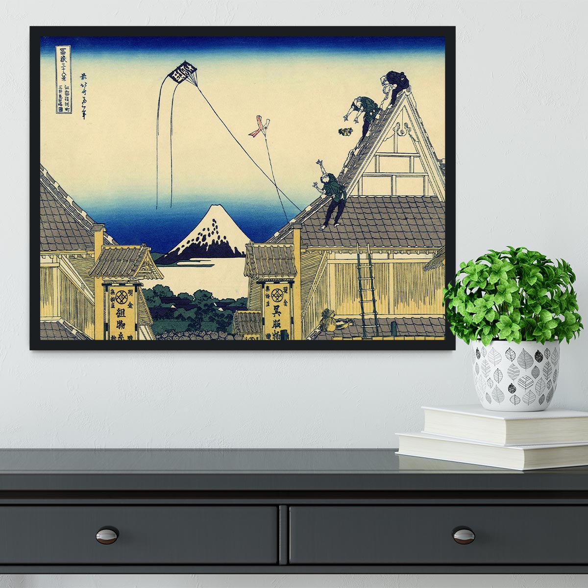 A sketch of the Mitsui shop by Hokusai Framed Print - Canvas Art Rocks - 2