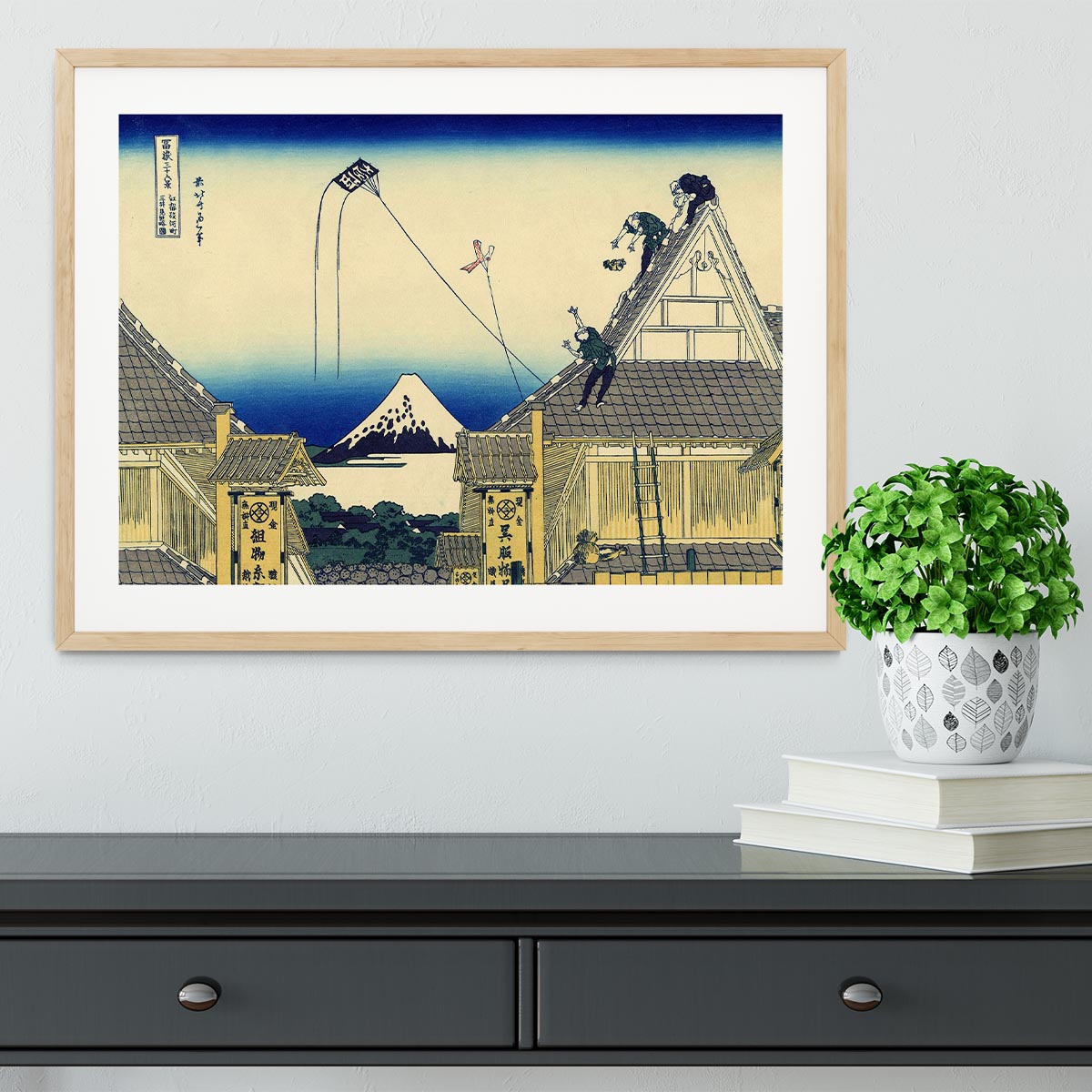 A sketch of the Mitsui shop by Hokusai Framed Print - Canvas Art Rocks - 3