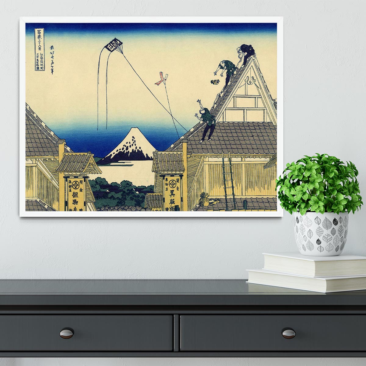 A sketch of the Mitsui shop by Hokusai Framed Print - Canvas Art Rocks -6